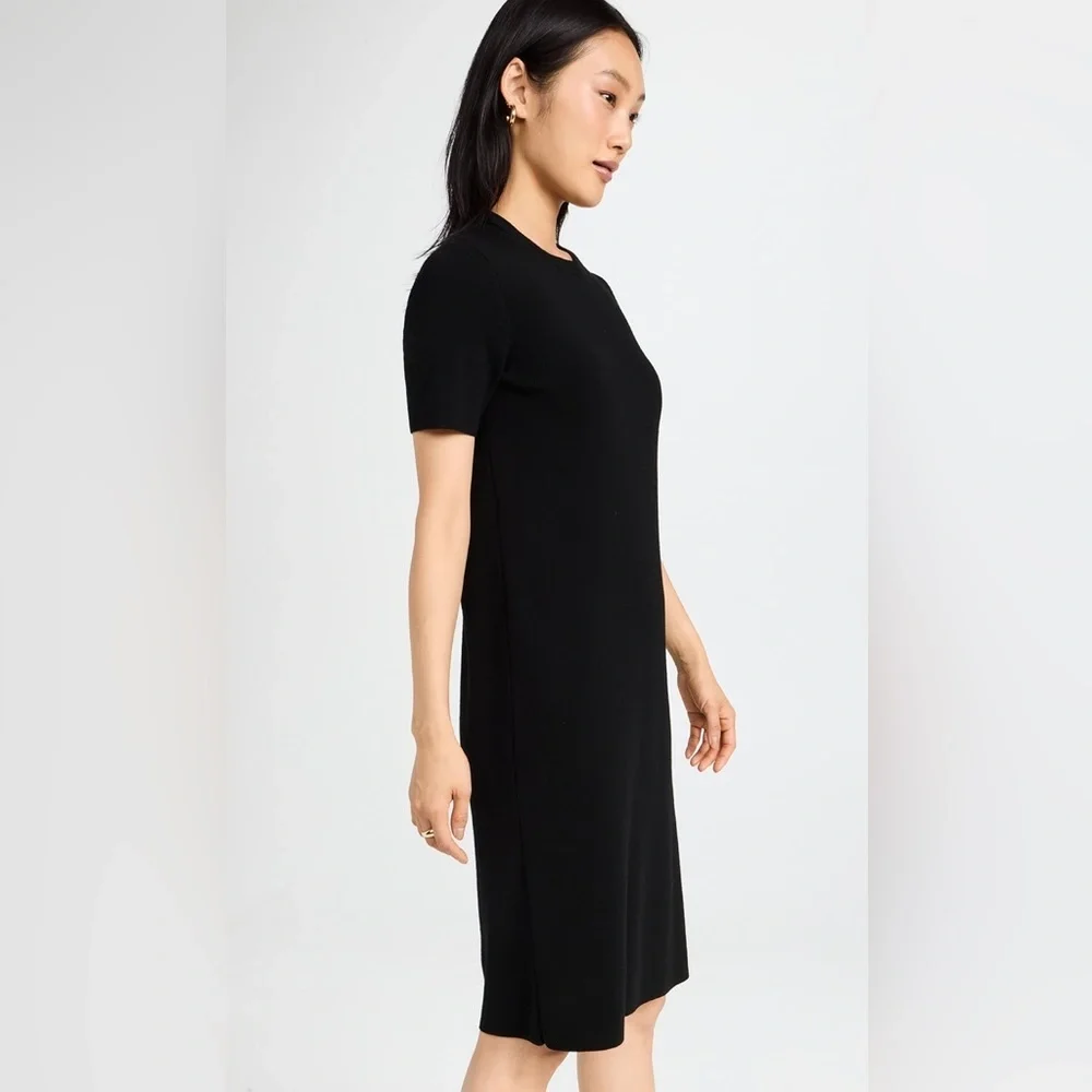 Tory Burch Poplin Collar Sweater Dress Black Wool Small